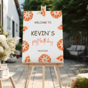 ピザパーティーウェルカムサインピザ誕生日ウェルカム ポスター