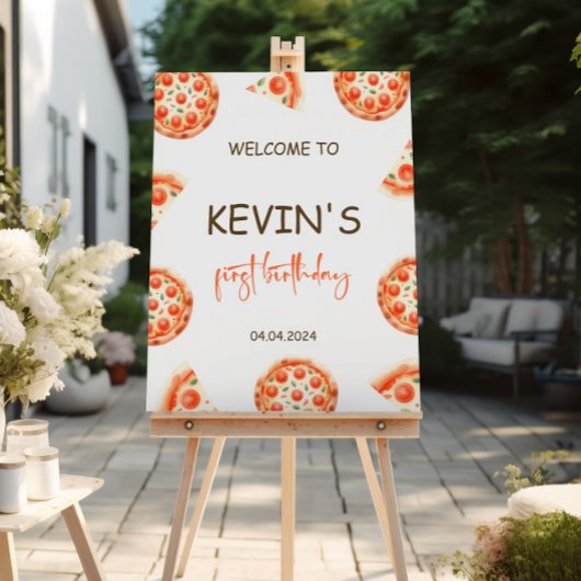 ピザパーティーウェルカムサインピザ誕生日ウェルカム ポスター