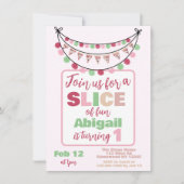 ピザパーティーガールズファースト誕生日 招待状 (正面)