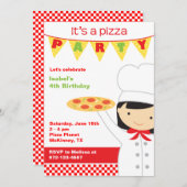 ピザパーティーガール招待状 招待状 (正面/裏面)