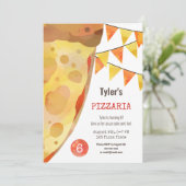 ピザパーティーキッズウォーターカラー誕生日 招待状 (スタンド正面)