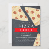 ピザパーティーシャルボードレッドジンガム誕生日 招待状 (正面)