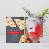 ピザパーティーシャルボードレッドジンジャムフォト誕生日 招待状 (スタンド正面)