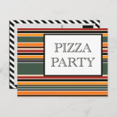 ピザパーティーストライプ インビテーションポストカード (正面/裏面)
