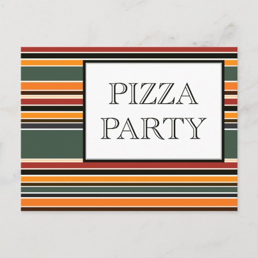 ピザパーティーストライプ インビテーションポストカード (正面)