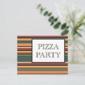 ピザパーティーストライプ インビテーションポストカード (スタンド正面)