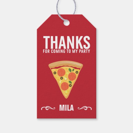 ピザパーティースライスのパイメッセージカード ギフトタグ (正面)