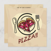 ピザパーティーチャイルド誕生日招待状 招待状 (正面/裏面)