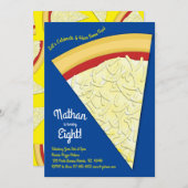 ピザパーティーチーズピザスライス 招待状 (正面/裏面)