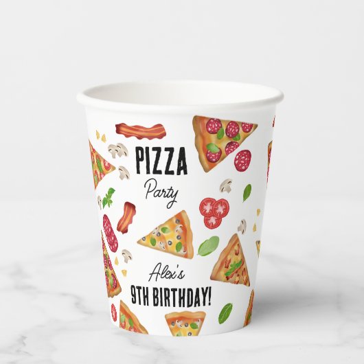 ピザパーティーテーマ子供の誕生日パーティー 紙コップ (正面)