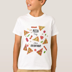 ピザパーティーテーマ子供の誕生日パーティー Tシャツ