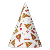 ピザパーティーテーマ水彩子供の誕生日パーティー パーティーハット (左)