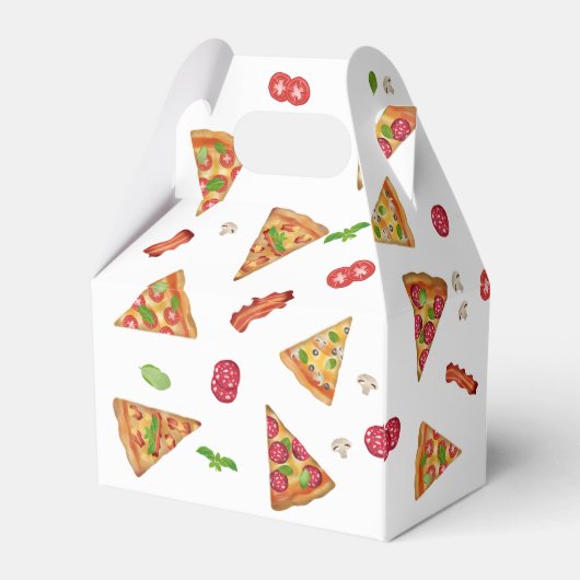 ピザパーティーテーマ水彩子供の誕生日パーティー フェイバーボックス (裏面サイド)