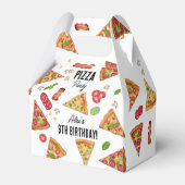 ピザパーティーテーマ水彩子供の誕生日パーティー フェイバーボックス (正面サイド)