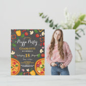 ピザパーティーディナーバースデーパーティーフォト招待状 招待状 (スタンド正面)