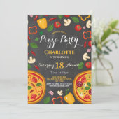 ピザパーティーディナーバースデーパーティー招待状 招待状 (スタンド正面)