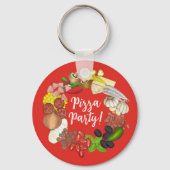 ピザパーティートッピングイタリアンフードピッツェリアパイ キーホルダー (正面)