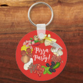 ピザパーティートッピングイタリアンフードピッツェリアパイ キーホルダー (正面)
