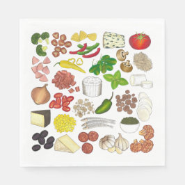 ピザパーティートッピングイタリアンフードピッツェリアパイ スタンダードランチョンナプキン