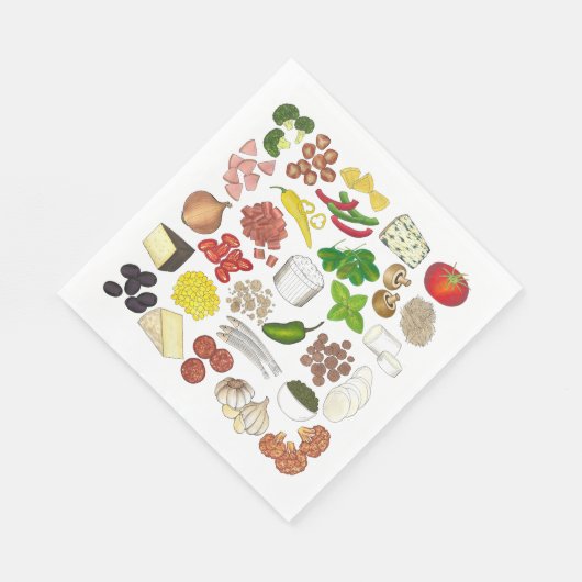 ピザパーティートッピングイタリアンフードピッツェリアパイ スタンダードランチョンナプキン (角)