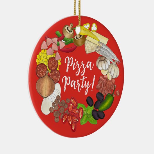 ピザパーティートッピングイタリアンフードピッツェリアパイ セラミックオーナメント (右)