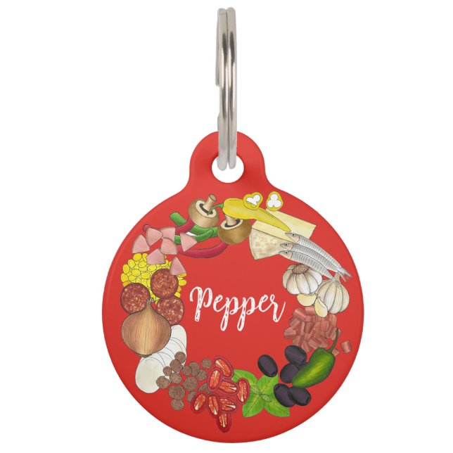 ピザパーティートッピングイタリアンフードピッツェリアパイ ペット　ネームタグ (正面)