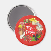 ピザパーティートッピングイタリアンフードピッツェリアパイ マグネット (正面/裏面)