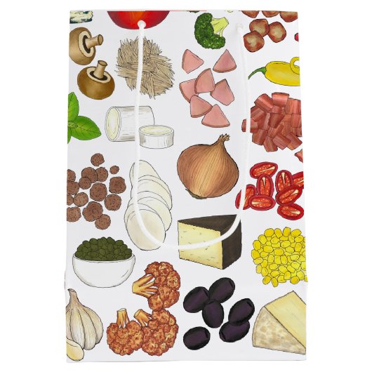 ピザパーティートッピングイタリアンフードピッツェリアパイ ミディアムペーパーバッグ (裏面)