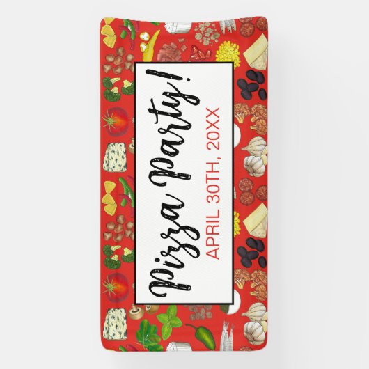 ピザパーティートッピングイタリアンフードピッツェリアパイ 横断幕 (縦)