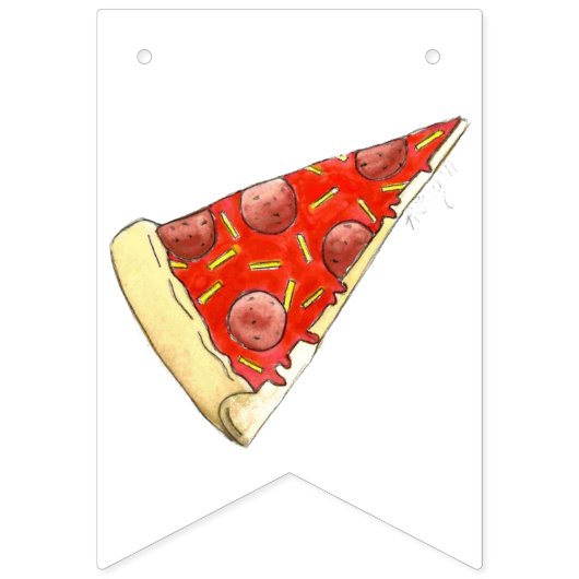 ピザパーティーペペローニパイスライスピッツェリア誕生日 バンティングフラッグ (第2の旗)