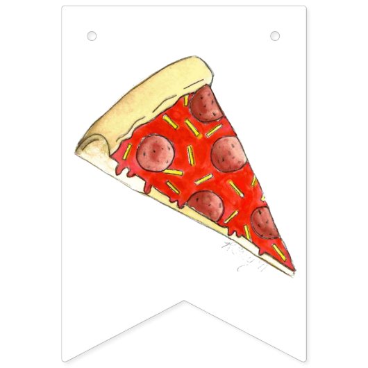 ピザパーティーペペローニパイスライスピッツェリア誕生日 バンティングフラッグ (第1の旗)