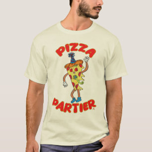 ピザパーティーマンガおもしろいースライスデザイン Tシャツ