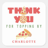 ピザパーティーモダン子供の誕生日お願い スクエアシール (正面)