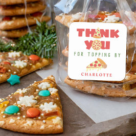 ピザパーティーモダン子供の誕生日お願い スクエアシール