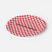 ピザパーティーレッドホワイトチェック誕生日パーティープレート ペーパープレート (アングル)