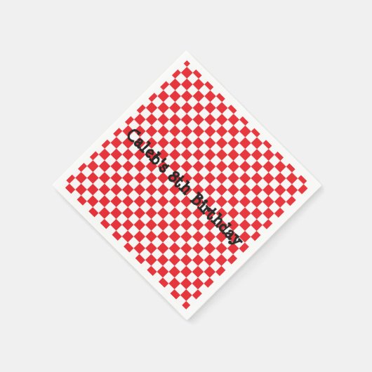 ピザパーティーレッド市松模様にバースデータパーティナプキンス スタンダードカクテルナプキン (角)