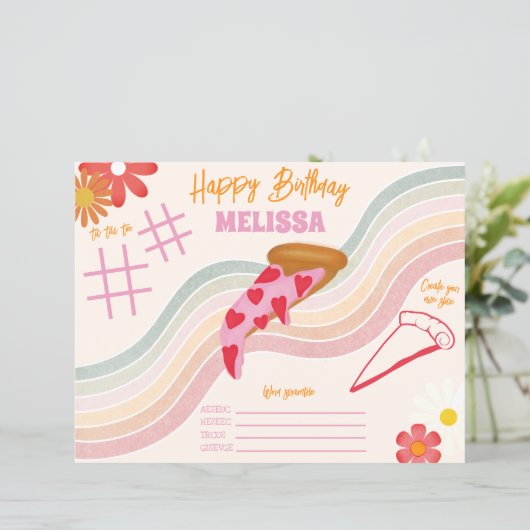 ピザパーティー女の子カラーリングアクティビティページ (スタンド正面)