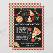 ピザパーティー子供の誕生日パーティー 招待状 (正面/裏面)