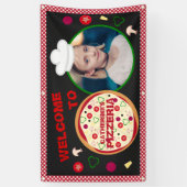 ピザパーティー子供の誕生日ピッザリア 横断幕 (縦)