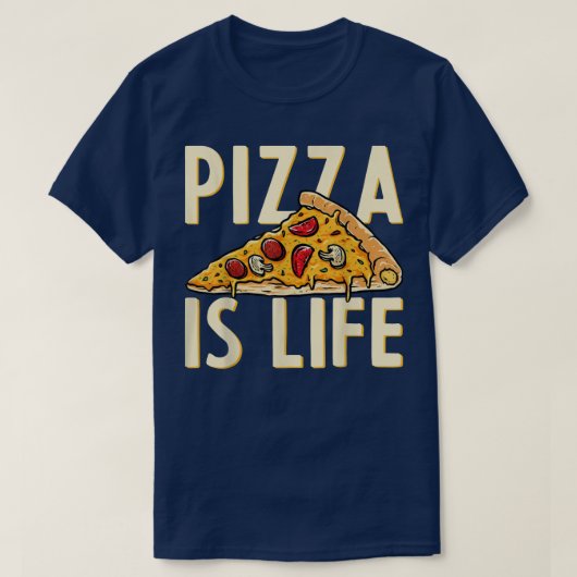 ピザパーティー愛好家ピザは人生である Tシャツ (デザイン正面)