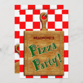 ピザパーティー数々の – 目的招待状- 招待状 (正面/裏面)
