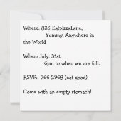 ピザパーティー時間招待状 招待状 (裏面)