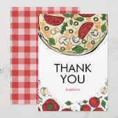 ピザパーティー誕生日お礼カード サンキューカード (正面/裏面)