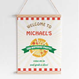 ピザパーティー誕生日ウェルカムサイン ポスター