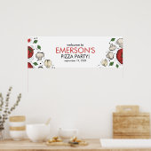 ピザパーティー誕生日ウェルカムバナーポスター ポスター (キッチン)