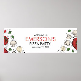 ピザパーティー誕生日ウェルカムバナーポスター ポスター