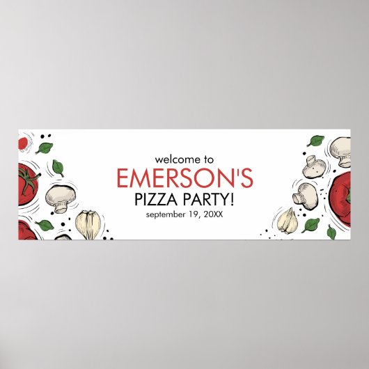 ピザパーティー誕生日ウェルカムバナーポスター ポスター (正面)