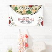 ピザパーティー誕生日ウェルカムバナー 横断幕 (インサイチュ)