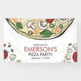 ピザパーティー誕生日ウェルカムバナー 横断幕