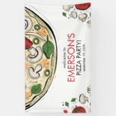 ピザパーティー誕生日ウェルカムバナー 横断幕 (縦)